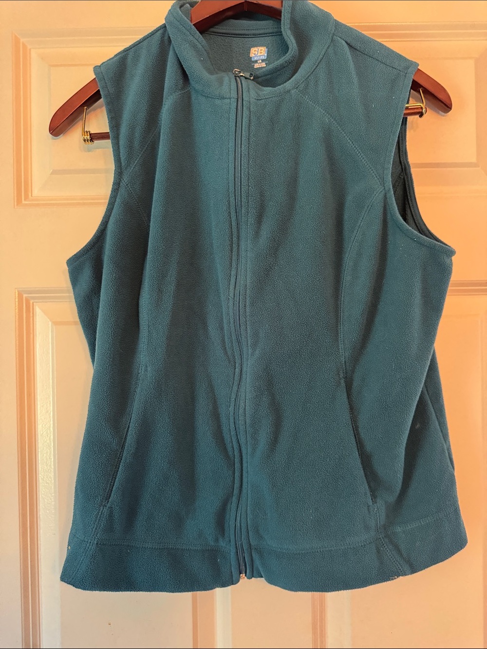 Women's Teal Fleece Zip-Up Vest by SB
